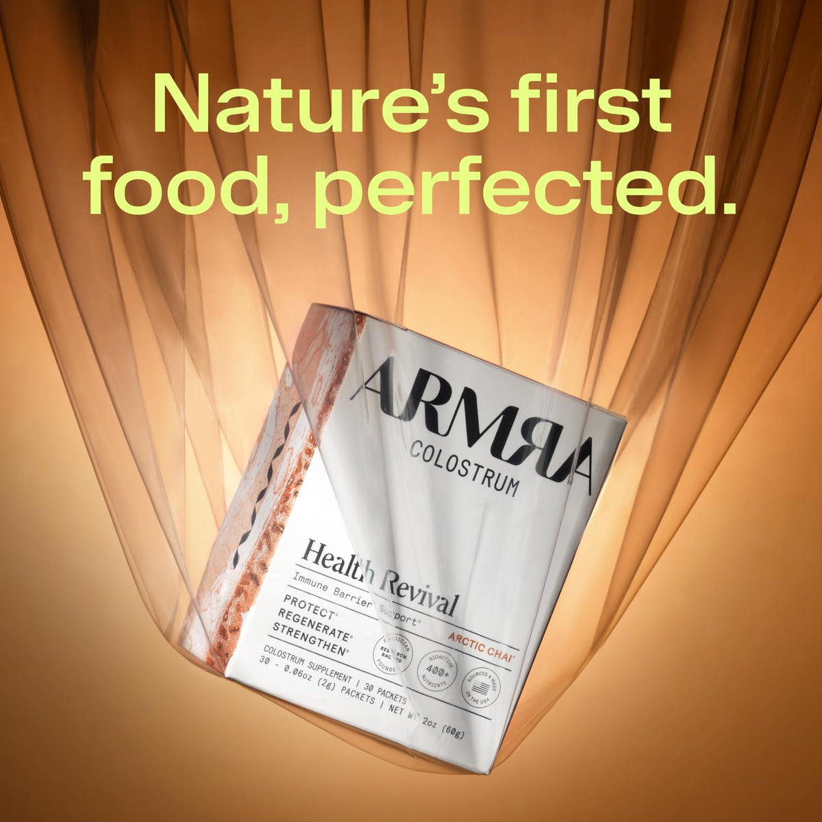 ARMRA Colostrum™ Powder | Blood Orange | Gut Health &amp; Bloating | Skin &amp; Hair | Immunity | Keto, Gluten &amp; Fat-Free | 30 Servings