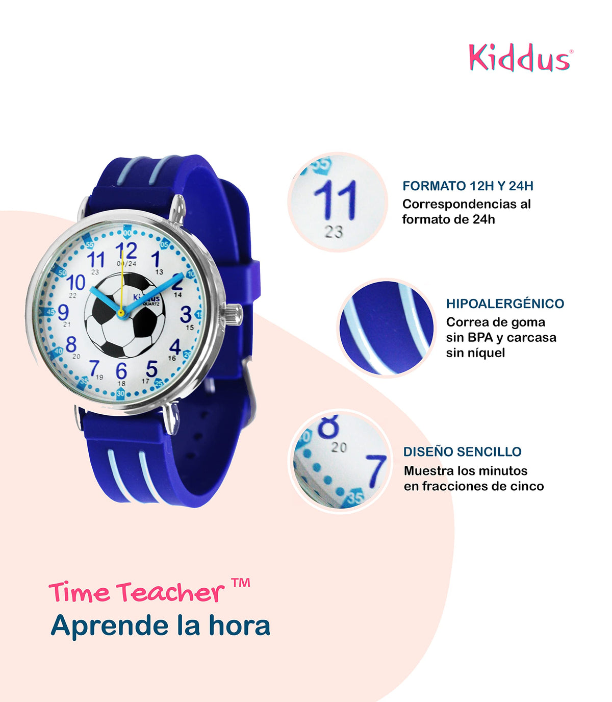 Kids Time Teacher Watch - Educational Analog Watch with Japanese Quartz Movement Ages 5-12