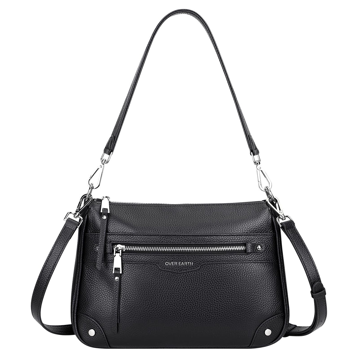 Over Earth Soft Genuine Leather Crossbody Bags for Women Medium Shoulder Purses Hobo Handbags with Multi Pockets
