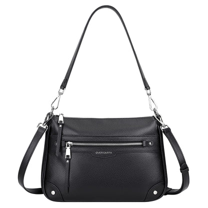 Over Earth Soft Genuine Leather Crossbody Bags for Women Medium Shoulder Purses Hobo Handbags with Multi Pockets