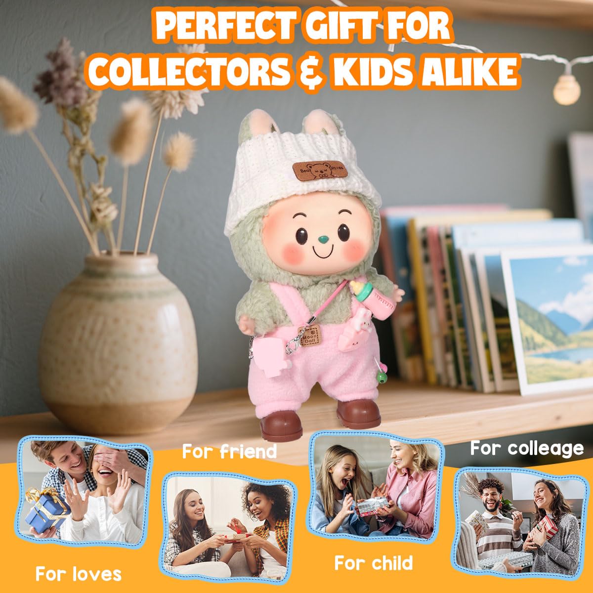3 Piece Doll Clothes Set for 17cm Dolls - Handmade Crochet Outfit with Hat
