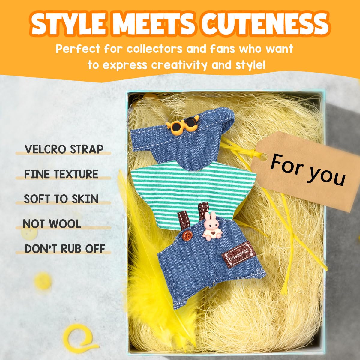 3 Piece Doll Clothes Set for 17cm Dolls - Handmade Crochet Outfit with Hat
