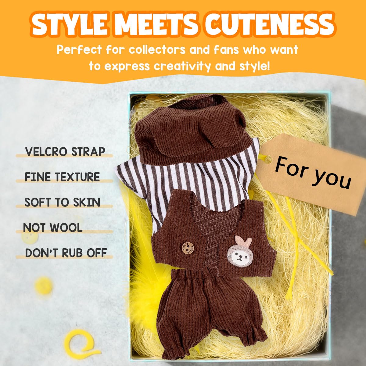 3 Piece Doll Clothes Set for 17cm Dolls - Handmade Crochet Outfit with Hat