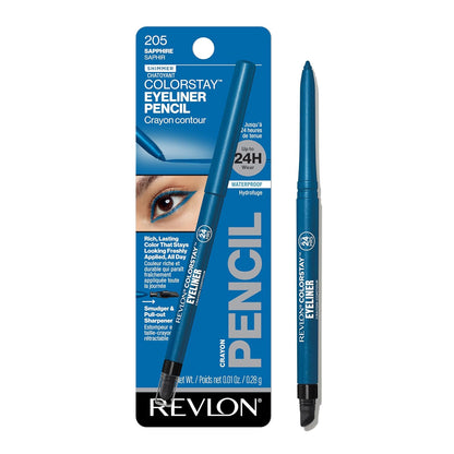 Revlon ColorStay Pencil Waterproof Eyeliner, Smudge-Proof, Eye Makeup with Built-In Sharpener, Long-Lasting, Matte Finish, 201 Black, 2 pack