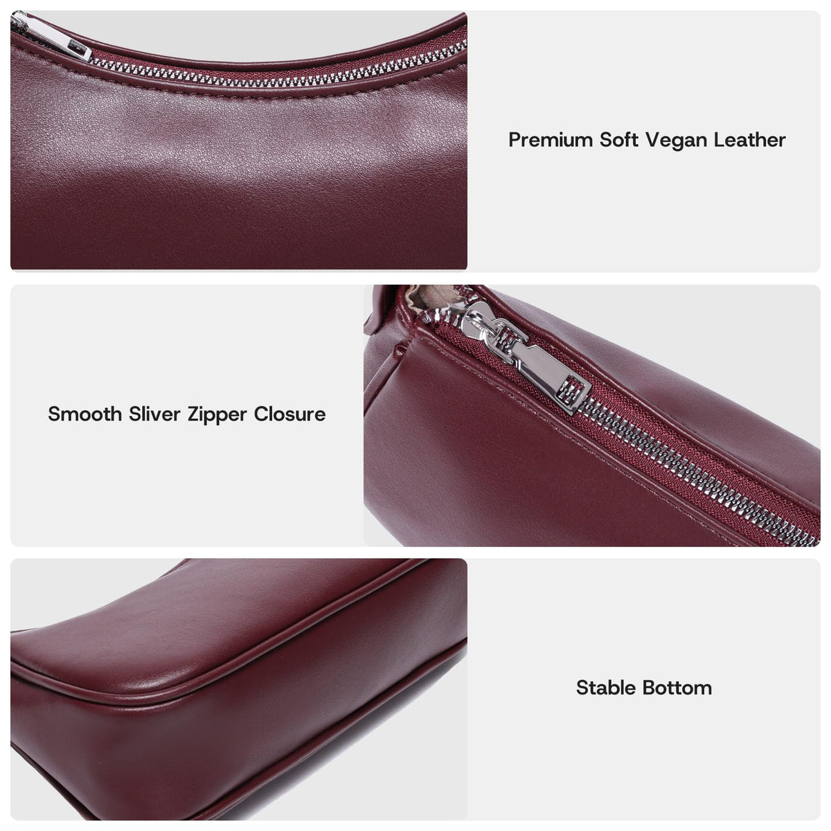 Small Shoulder Bag for Women Cute Mini Purse Trendy Vegan Leather Y2k Crescent Handbag