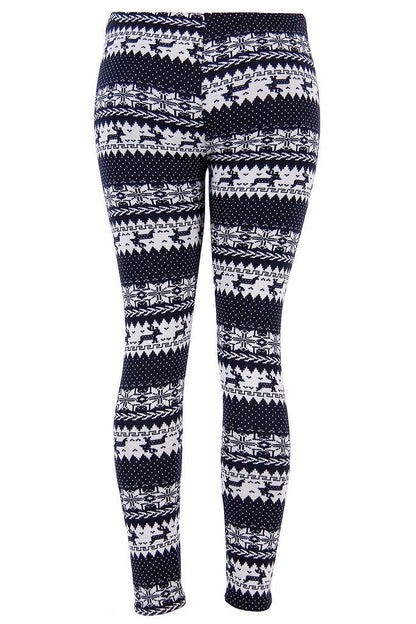 Ugly REINDEER SNOWFLAKES Pattern BLACK WHITE Christmas Leggings