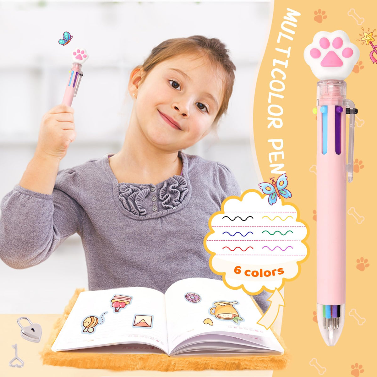 Girls Heart Diary with Lock and Keys - Cute Plush Secret Journal Notebook Gift Ages 6-8