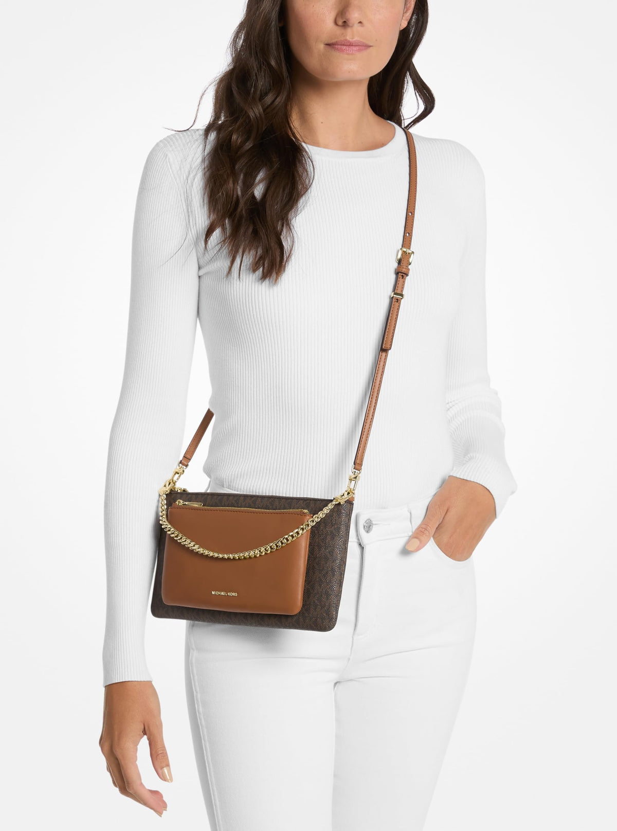 Michael Kors Jet Set Medium Pocket Convertible Crossbody Bag