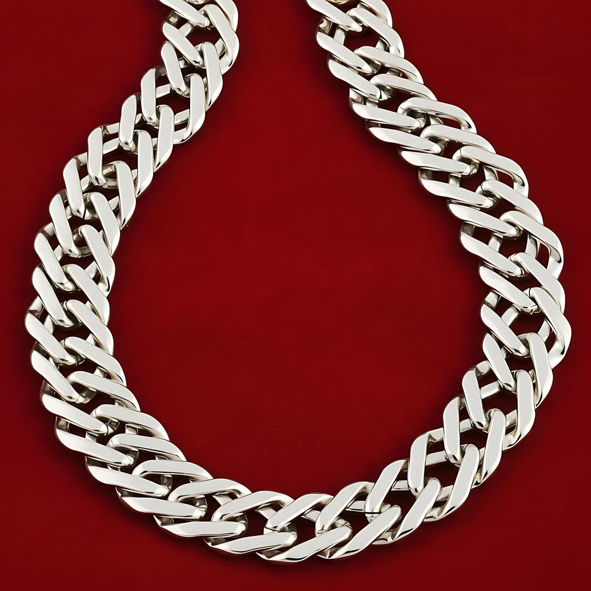 UNCLE LOL Premium Silver Cuban Link Chain Necklace – Tarnish-Resistant Stainless Steel