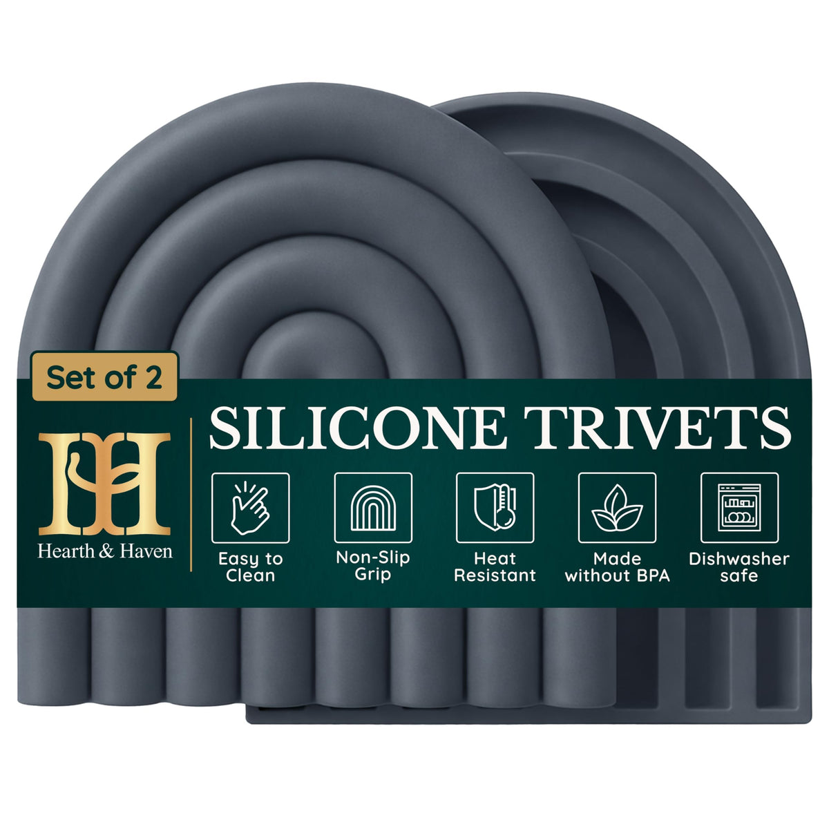 Silicone Trivets for Hot Dishes – Heat-Resistant, Non-Slip Pot Holders for Kitchen &amp; Coasters – Durable Hot Pads for Pots, Pans, Baking Dishes &amp; Kitchen Appliances