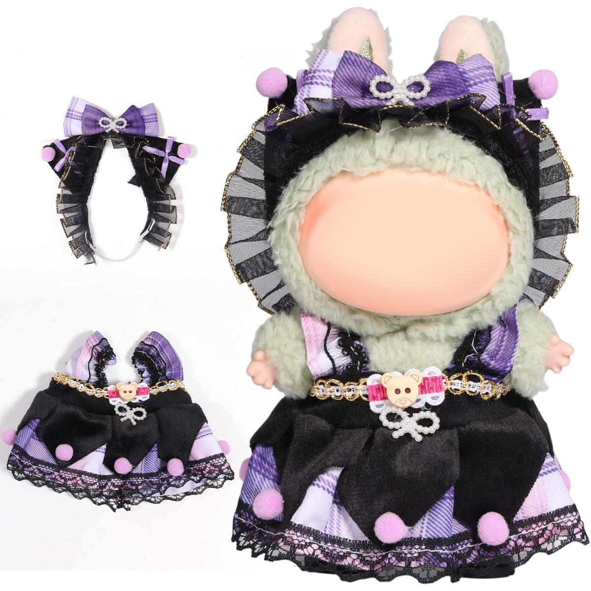 3 Piece Doll Clothes Set for 17cm Dolls - Handmade Crochet Outfit with Hat
