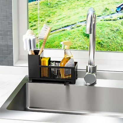 SuoXing Rustproof Kitchen Sink Organizer,Multifunctional Sink Organizer Caddy