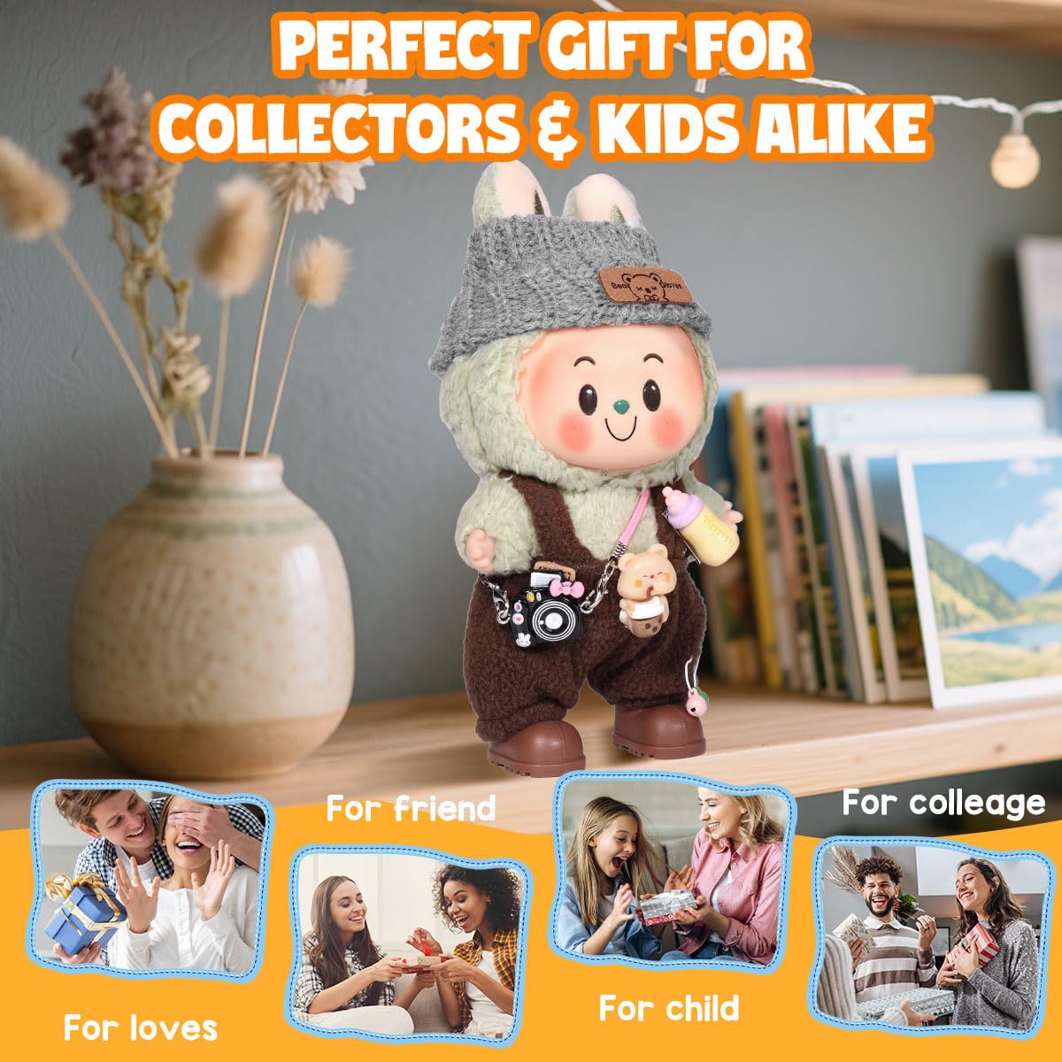 3 Piece Doll Clothes Set for 17cm Dolls - Handmade Crochet Outfit with Hat