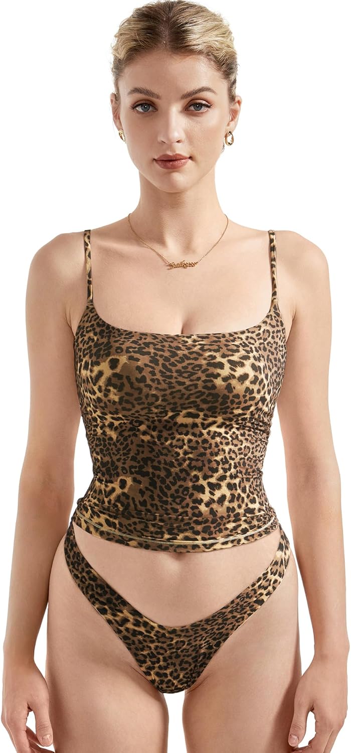 Women Square Neck Tank Top - Summer Cami with Adjustable Straps