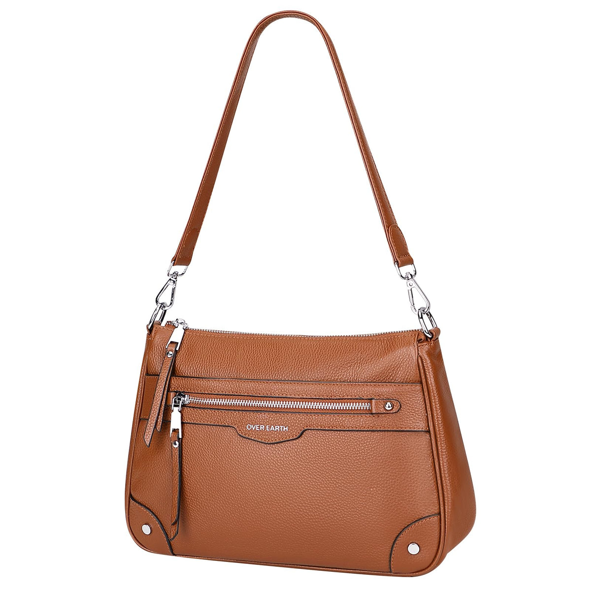 Over Earth Soft Genuine Leather Crossbody Bags for Women Medium Shoulder Purses Hobo Handbags with Multi Pockets