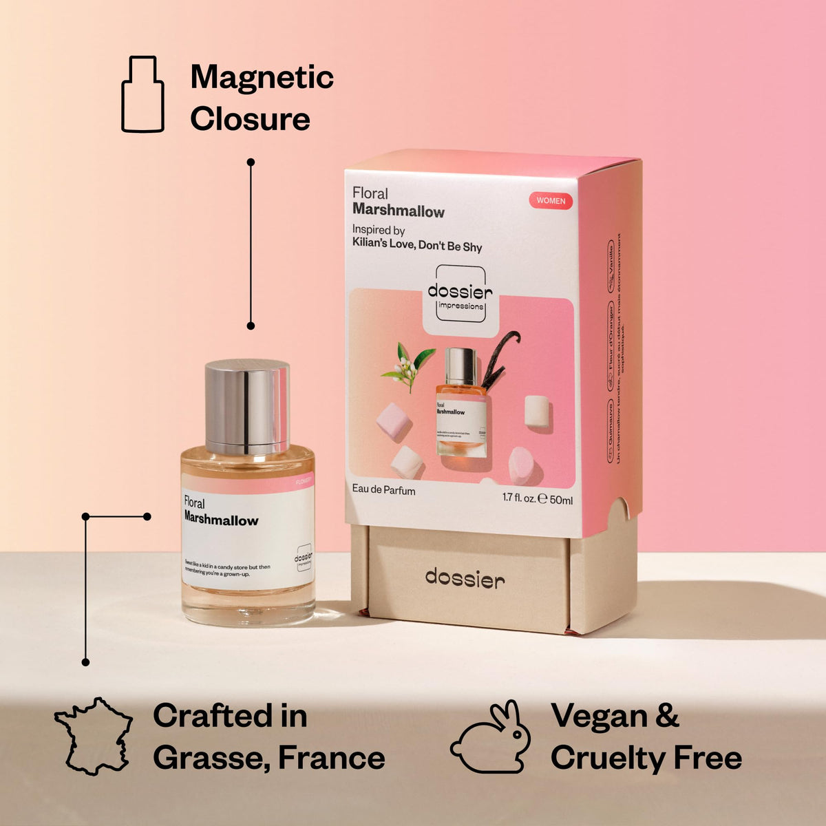 Dossier - Ambery Vanilla - Eau de Parfum - Vanilla Perfume - Inspired by Black Opium - Long-Lasting Fragrance - Feminine - 1.7 fl oz (50ml)