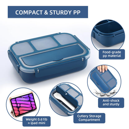 Bento Lunch Box for Kids - 4 Compartment Leak-Proof School Lunch Container with Utensils Purple