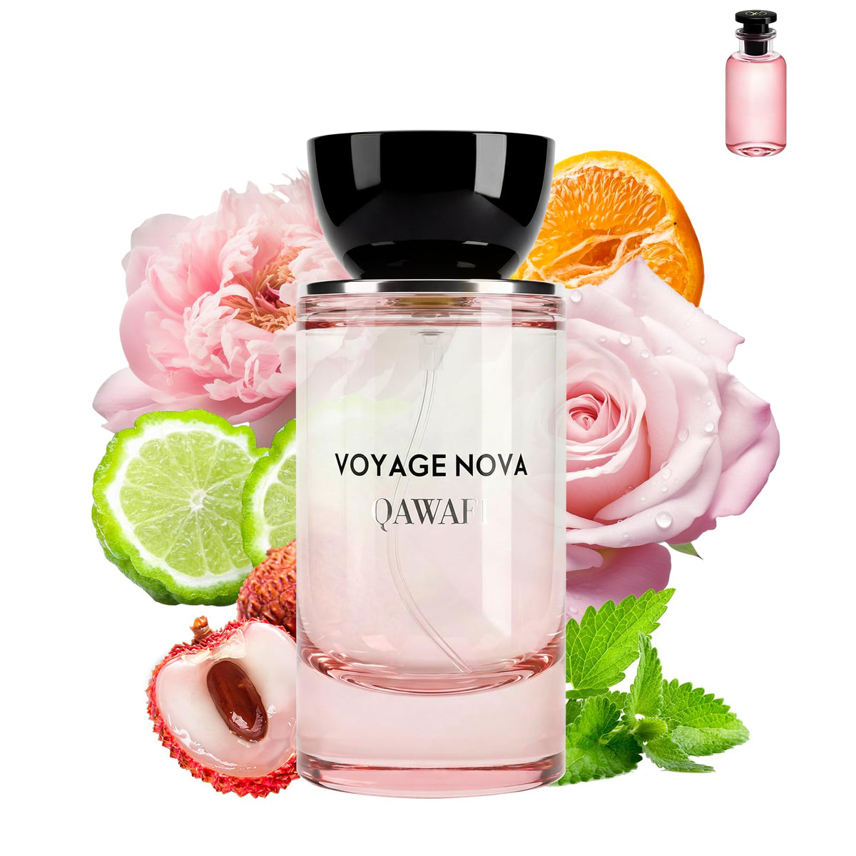 Voyage Nova Eau de Parfum for Women, Lychee Bergamot Ginger, Rose Peony Cocoa Blossom, Elegant Patchouli, Long Lasting Spring Fall Perfume, 100ml &amp; 3.4 fl oz