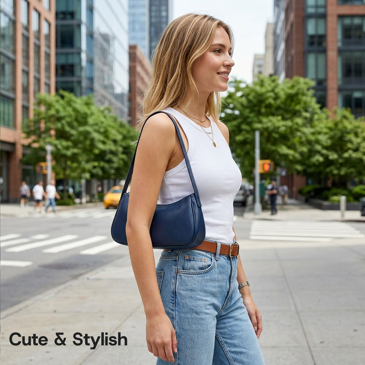 Small Shoulder Bag for Women Cute Mini Purse Trendy Vegan Leather Y2k Crescent Handbag