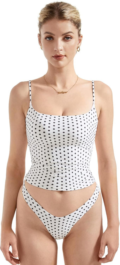Women Square Neck Tank Top - Summer Cami with Adjustable Straps