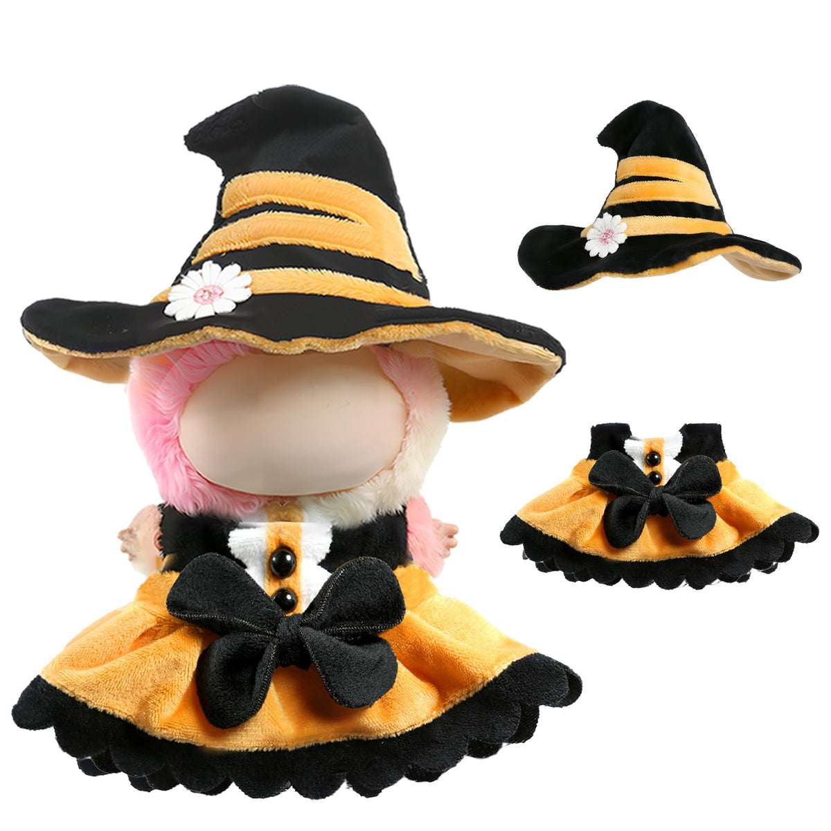3 Piece Handmade Crochet Outfit for 17cm Dolls - Heart Sweater Hat &amp; Bag Set