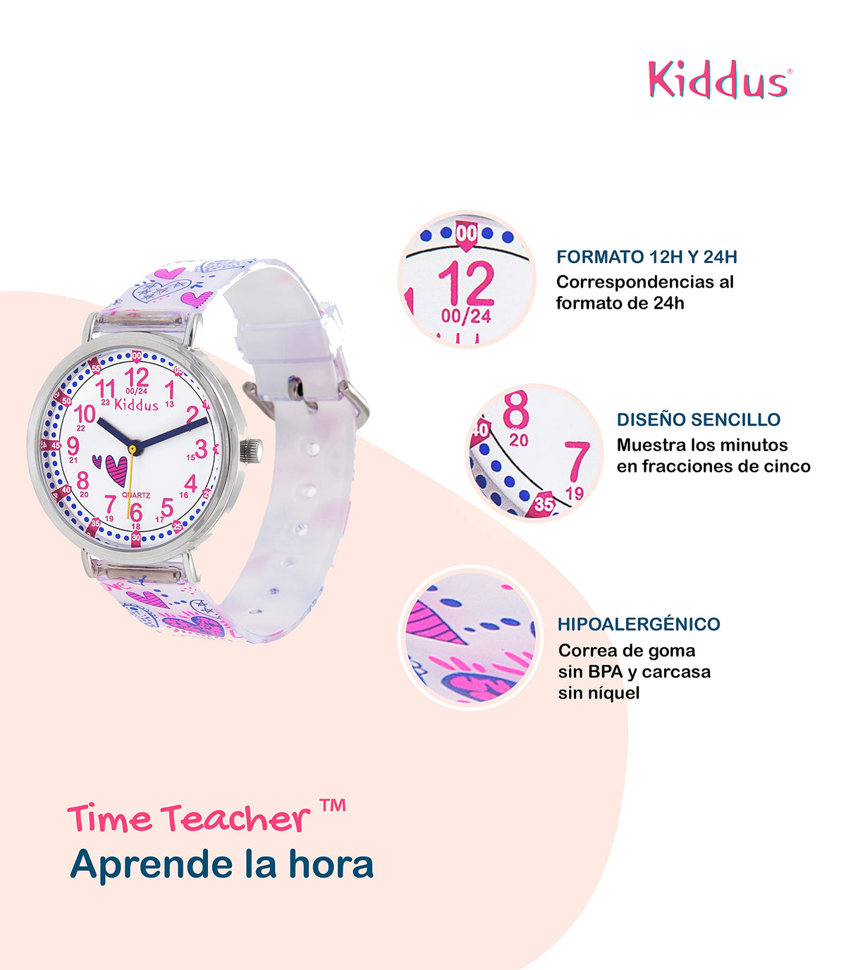 Kids Time Teacher Watch - Educational Analog Watch with Japanese Quartz Movement Ages 5-12