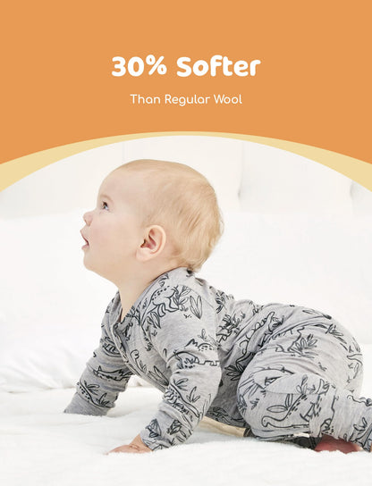 PATPAT Baby Footie Pajamas - Premium Tencel Lyocell &amp; Wool Romper with 2-Way Zipper