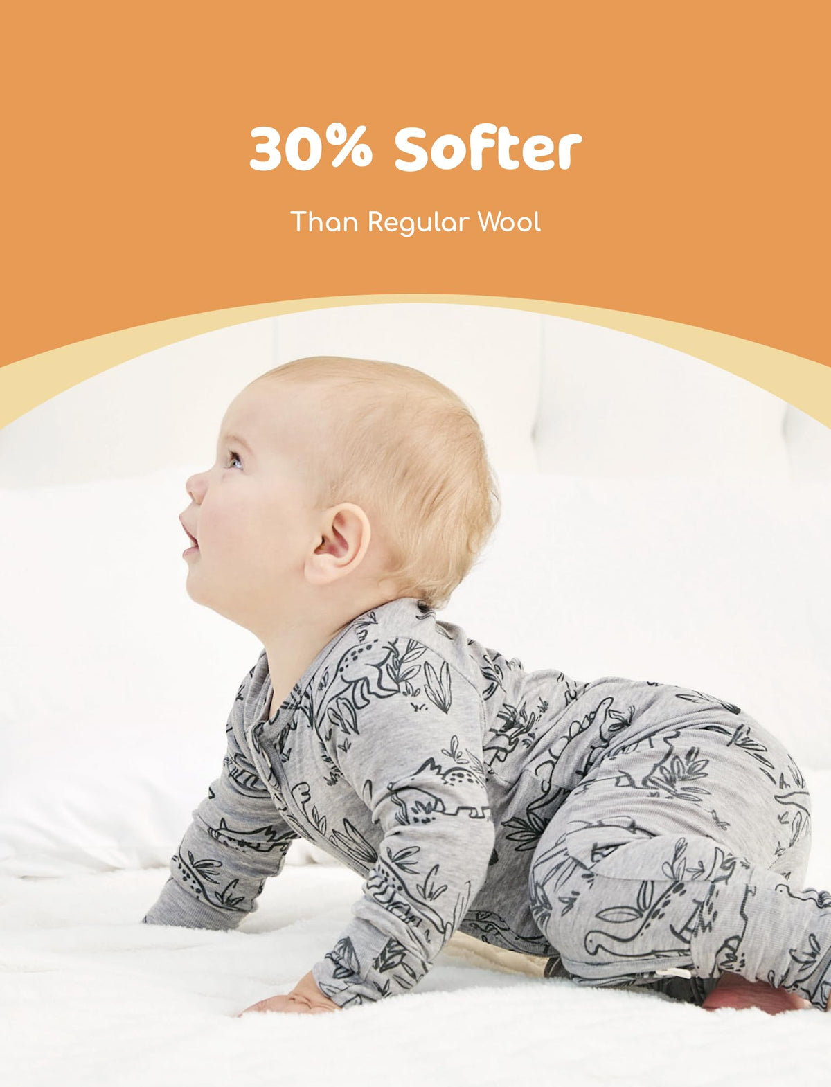 PATPAT Baby Footie Pajamas - Premium Tencel Lyocell &amp; Wool Romper with 2-Way Zipper