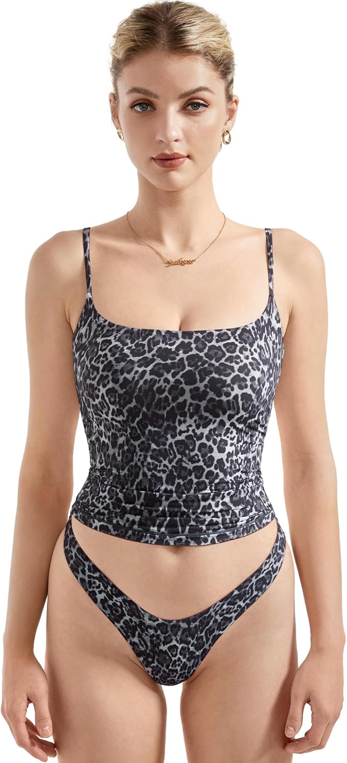 Women Square Neck Tank Top - Summer Cami with Adjustable Straps