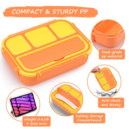 Bento Lunch Box for Kids - 4 Compartment Leak-Proof School Lunch Container with Utensils Purple