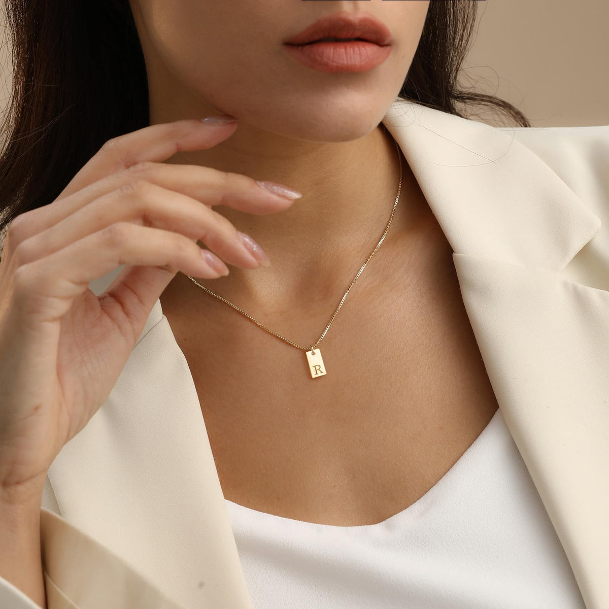 14K Gold Plated Initial Letter Necklace - Personalized Dainty Name Pendant