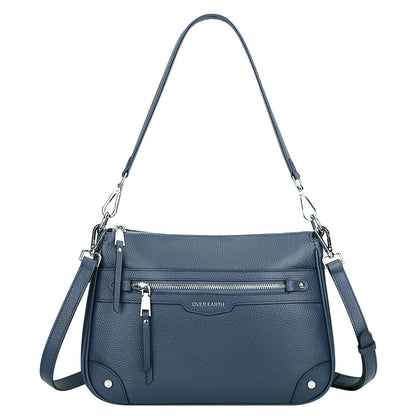 Over Earth Soft Genuine Leather Crossbody Bags for Women Medium Shoulder Purses Hobo Handbags with Multi Pockets
