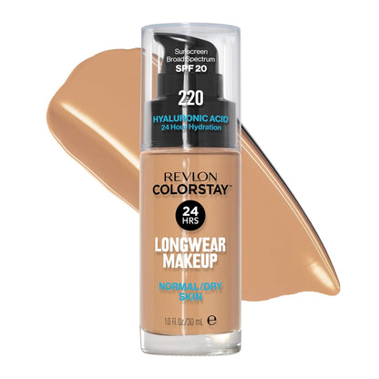 Revlon Liquid Foundation, ColorStay Face Makeup for Normal &amp; Dry Skin, SPF 20, Longwear Medium-Full Coverage with Natural Finish, 240 Medium Beige, 1 Fl Oz