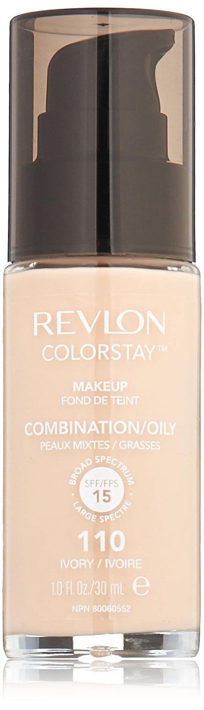 Revlon Liquid Foundation, ColorStay Face Makeup for Combination &amp; Oily Skin, SPF 15, Medium-Full Coverage with Matte Finish, 180 Sand Beige, 1 Fl Oz
