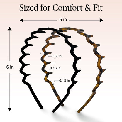 Women Accessories - Comfortable Comb Headbands with Teeth - Recycled Plastic Hair Accessories - 2 Pack