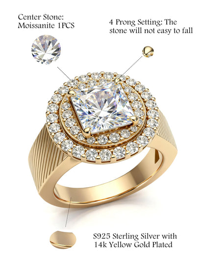 Personalized Princess Cut Moissanite Engagement Ring for Women – 10K/14K/18K Gold Custom Promise, Wedding &amp; Anniversary Ring with Luxury Gift Box