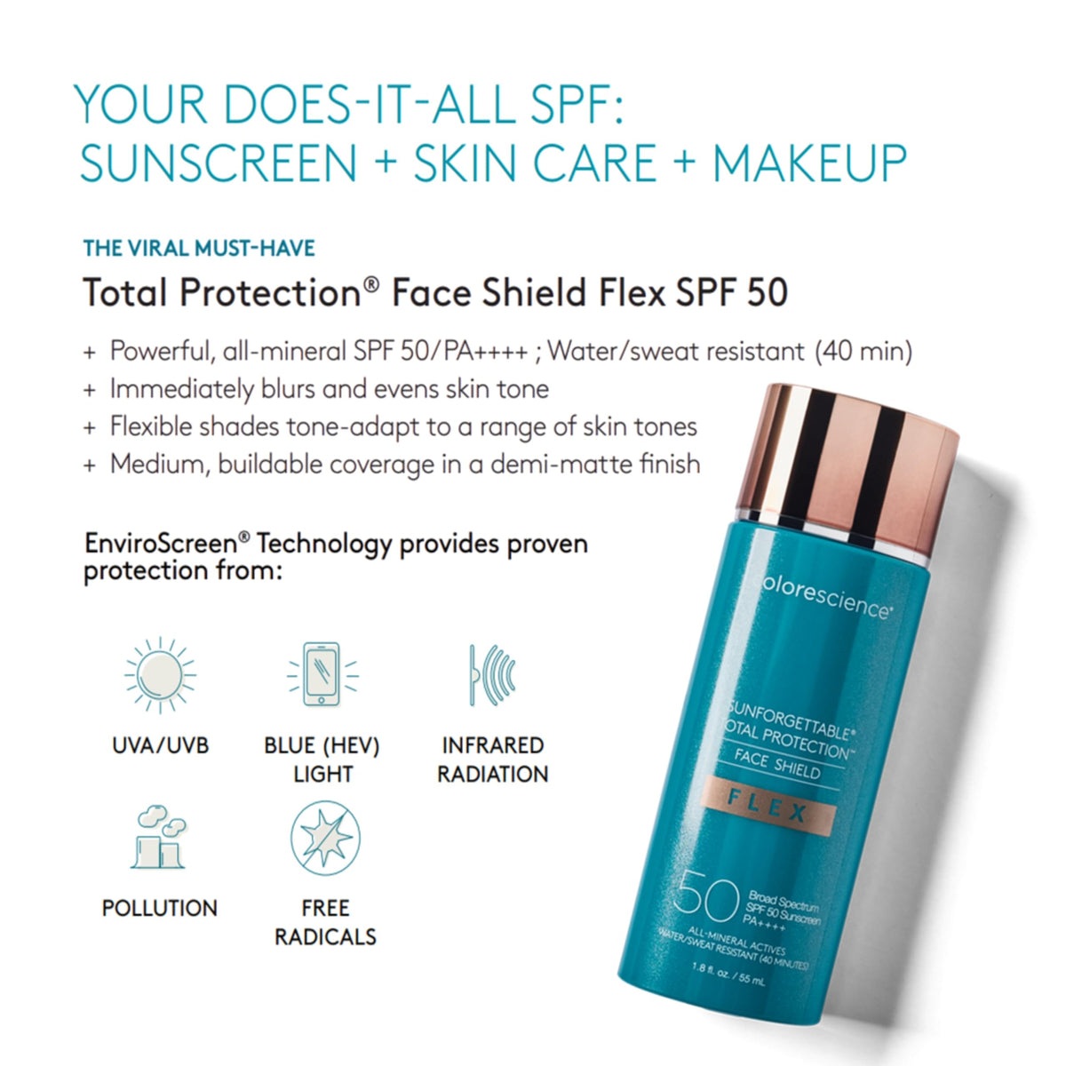 Colorescience Total Protection Face Shield Flex SPF 50, 1.8 fl. oz.