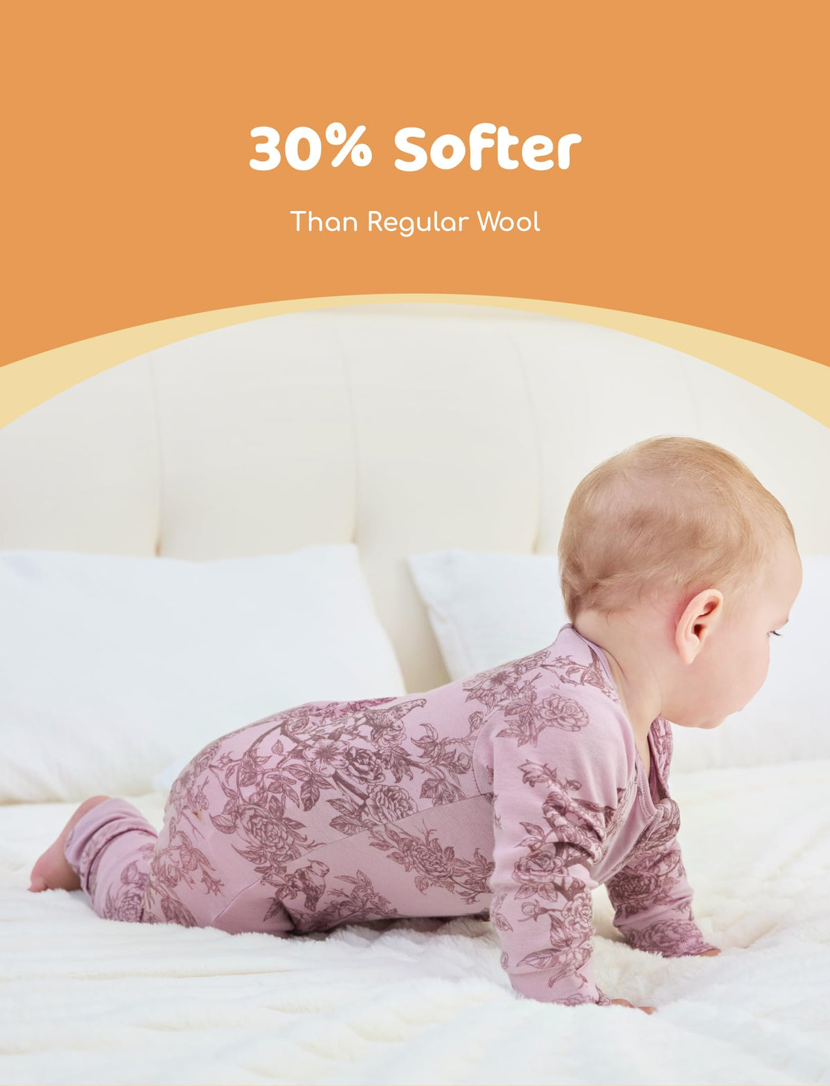 PATPAT Baby Footie Pajamas - Premium Tencel Lyocell &amp; Wool Romper with 2-Way Zipper