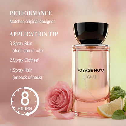 Voyage Nova Eau de Parfum for Women, Lychee Bergamot Ginger, Rose Peony Cocoa Blossom, Elegant Patchouli, Long Lasting Spring Fall Perfume, 100ml &amp; 3.4 fl oz