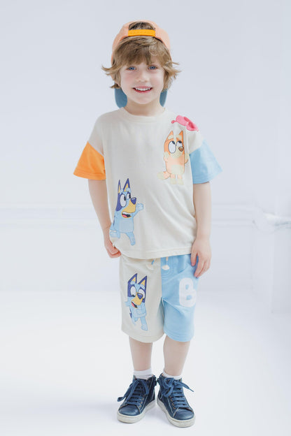 Bluey 3-Piece Kids Outfit Set - T-Shirt, Shorts &amp; Baseball Cap for Toddlers to Big Kids