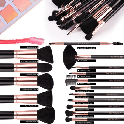 Real Perfection Makeup Brush Set 16 Pcs with 1 Eyebrow Razor Premium Synthetic Foundation Powder Concealers Eyeshadow Blush Makeup Brushes Make up Brushes Kit (Pink)