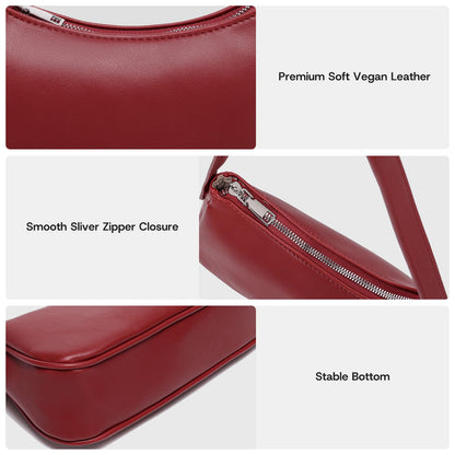Small Shoulder Bag for Women Cute Mini Purse Trendy Vegan Leather Y2k Crescent Handbag