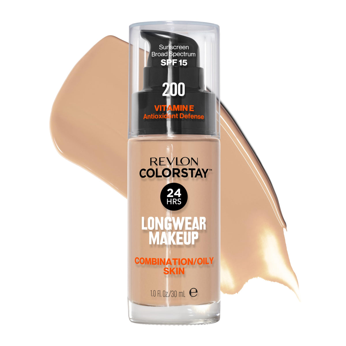 Revlon Liquid Foundation, ColorStay Face Makeup for Combination &amp; Oily Skin, SPF 15, Medium-Full Coverage with Matte Finish, 180 Sand Beige, 1 Fl Oz