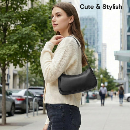 Small Shoulder Bag for Women Cute Mini Purse Trendy Vegan Leather Y2k Crescent Handbag
