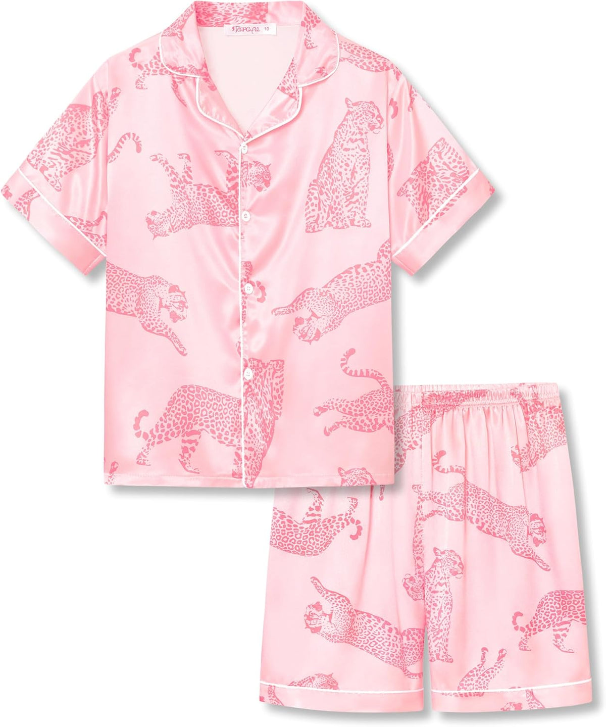 Girls Satin Pajama Set - Silky Button Down PJ with Shorts Size 6-16