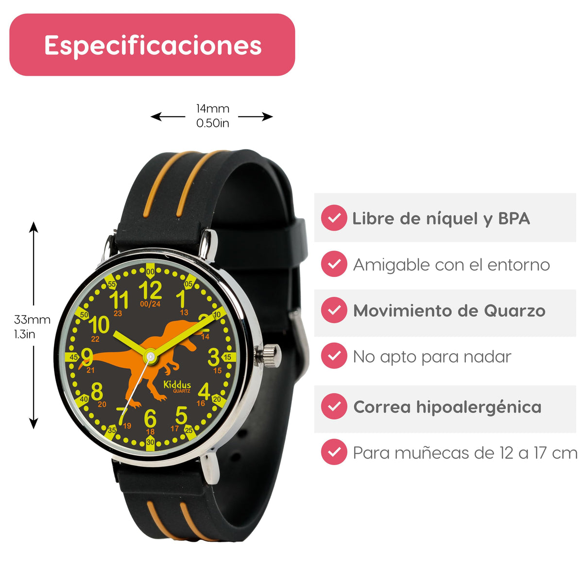 Kids Time Teacher Watch - Educational Analog Watch with Japanese Quartz Movement Ages 5-12