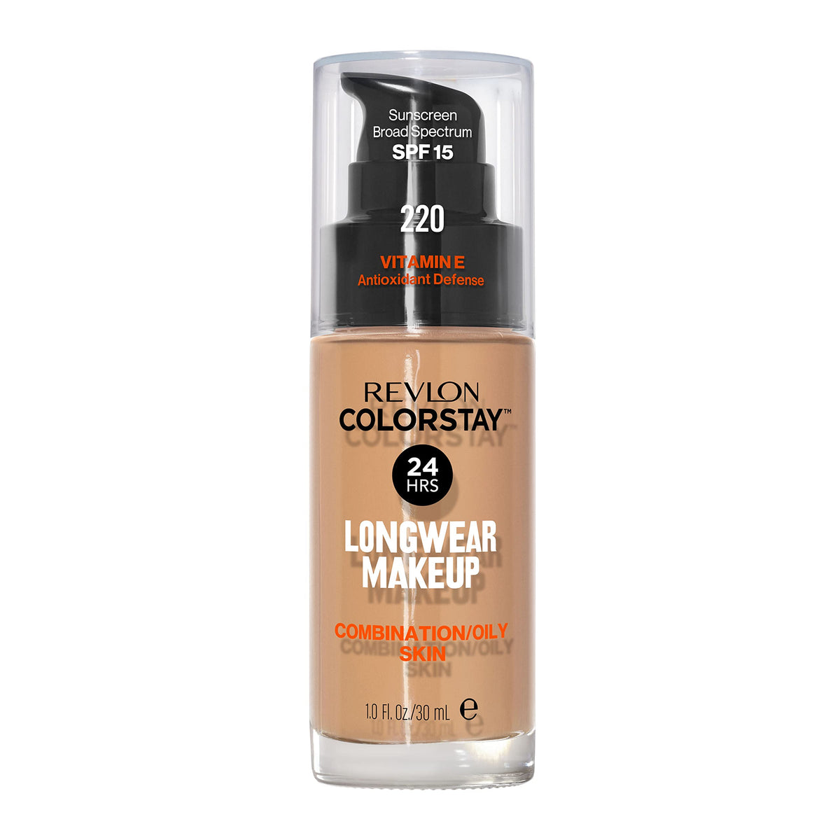 Revlon Liquid Foundation, ColorStay Face Makeup for Combination &amp; Oily Skin, SPF 15, Medium-Full Coverage with Matte Finish, 180 Sand Beige, 1 Fl Oz