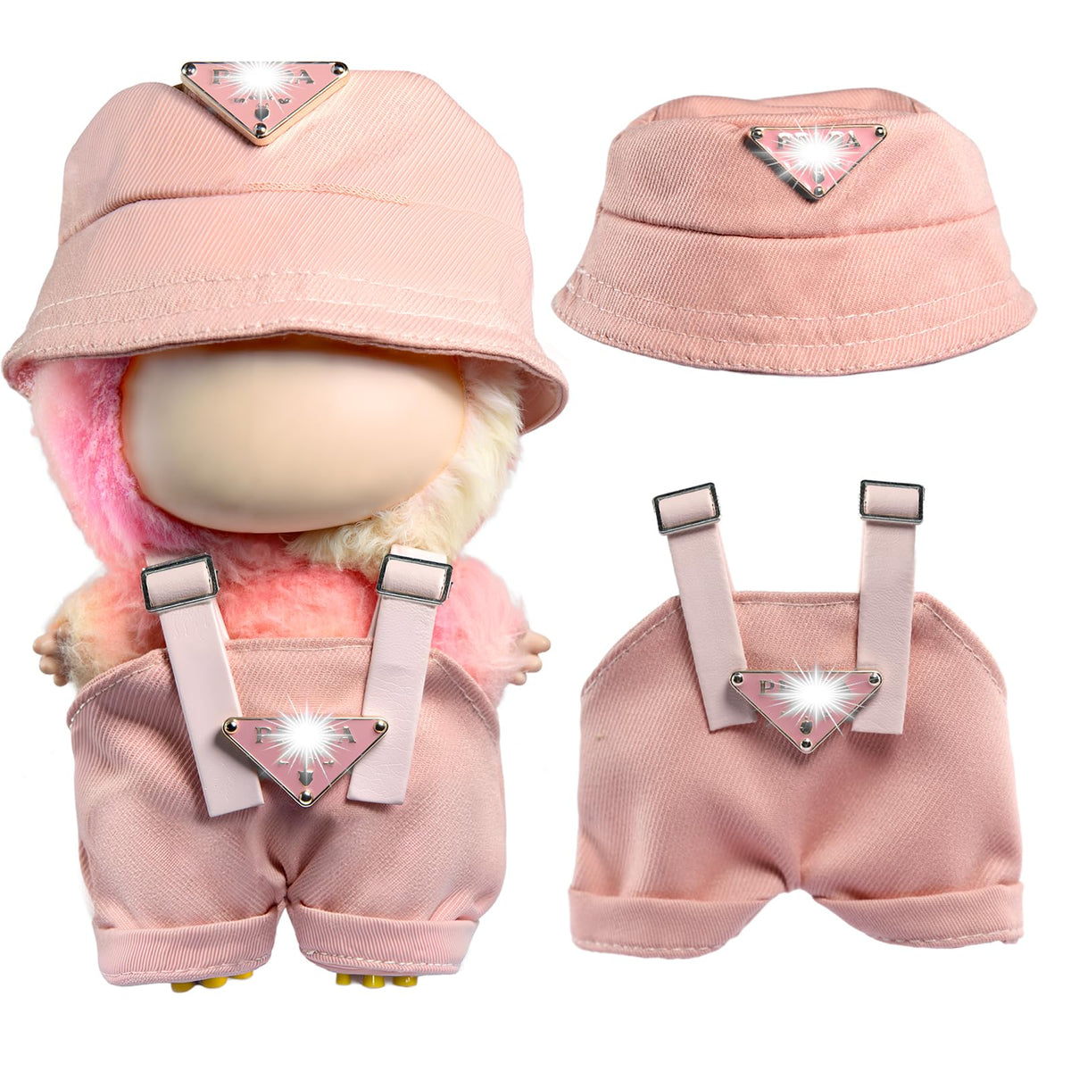 3 Piece Handmade Crochet Outfit for 17cm Dolls - Heart Sweater Hat &amp; Bag Set