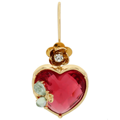 Betsey Johnson Womens Stone Heart Dangle Earrings