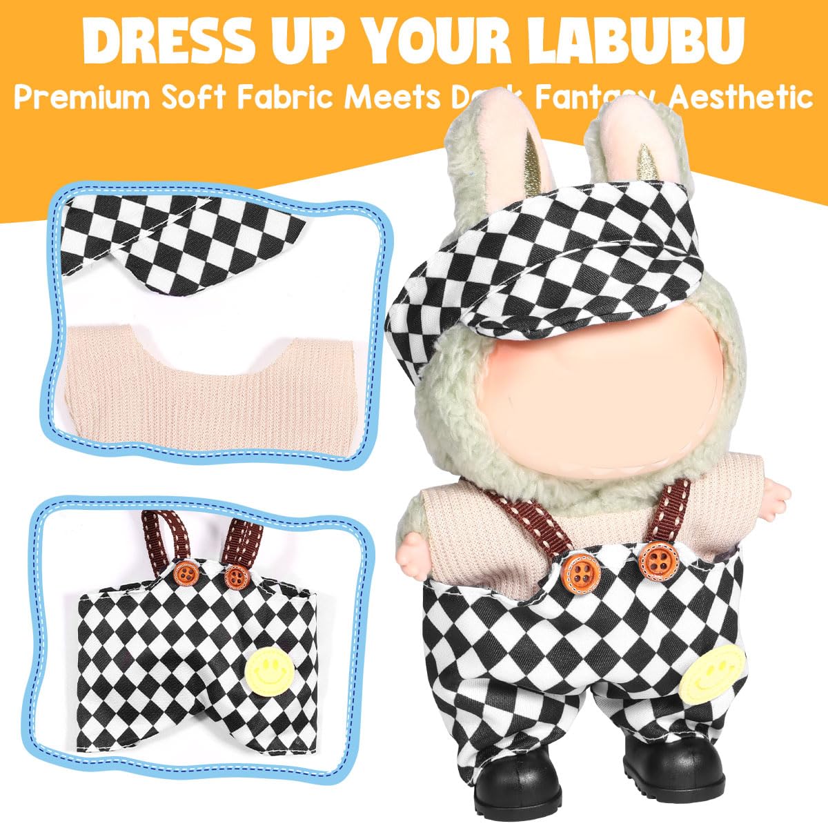 3 Piece Doll Clothes Set for 17cm Dolls - Handmade Crochet Outfit with Hat